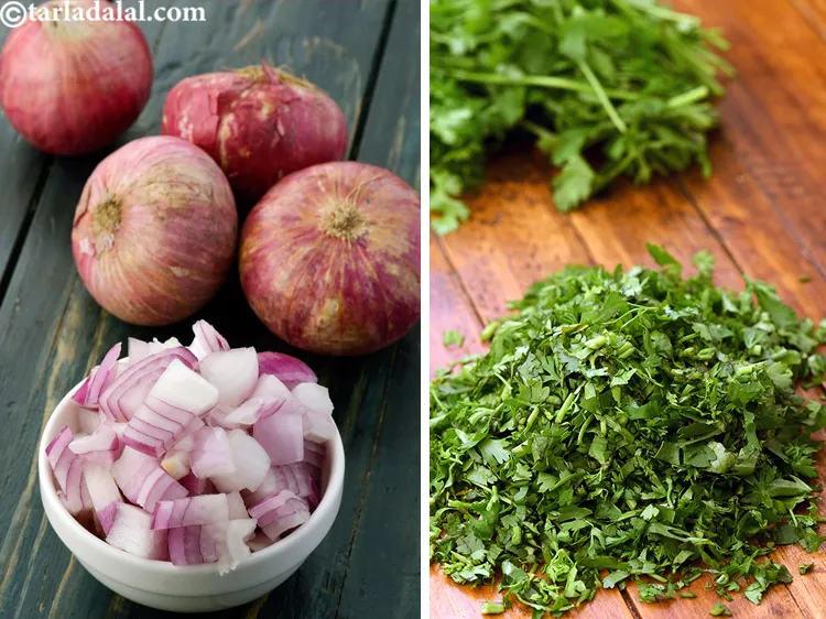 Step 31 – Spring onion whites and greens can be replaced by finely chopped onions and coriander.&nbsp;