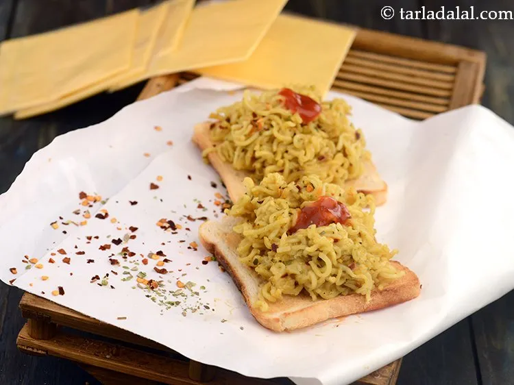 Step 12 – Serve <strong>open cheese and herb maggi sandwich</strong> immediately with tomato ketchup.&nbsp;<u><a href="https://www.tarladalal.com/Onion-Tomato-and-Cheese-Open-Toast-5238r">Onion, Tomato and Cheese …