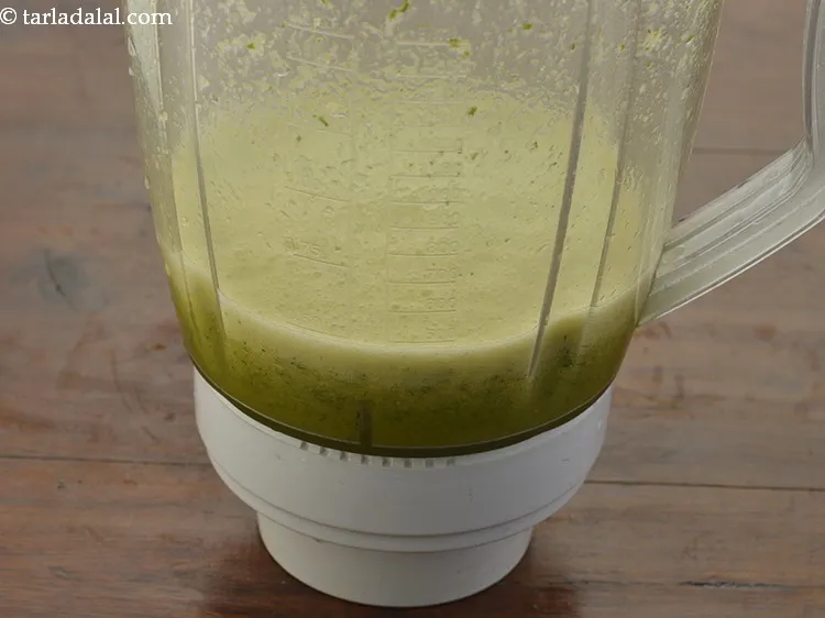 Step 12 – Add &frac14; cup of water in the juicer and blend till smooth.
