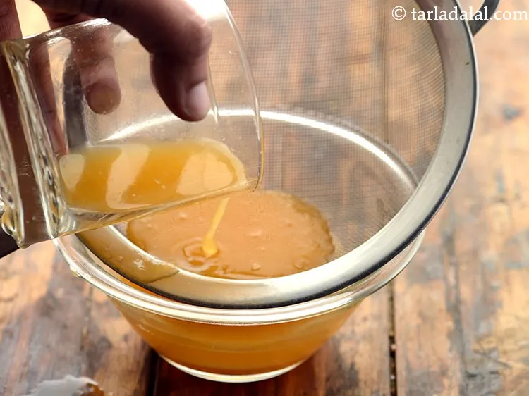 Step 35 – Strain the <strong>orange juice</strong> if required to get a clear orange juice with manual citrus …