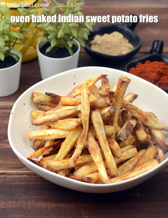 Step 28 – Serve&nbsp;<strong>baked sweet potato fries recipe | oven baked Indian sweet potato fries | garlic shakarkand …