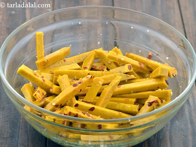 Step 8 – Toss all the ingredients for <strong>oven baked pumpkin fries recipe | how to make pumpkin …