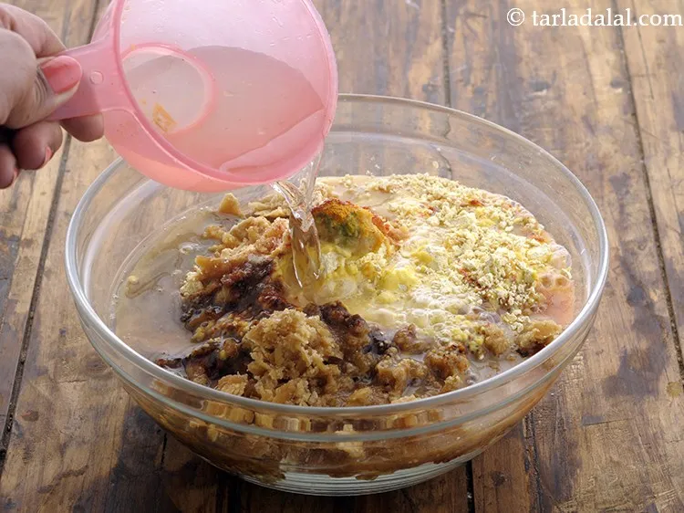 Step 9 – Pour approx. 1 cup of water. We need a thick paste like consistency so add …