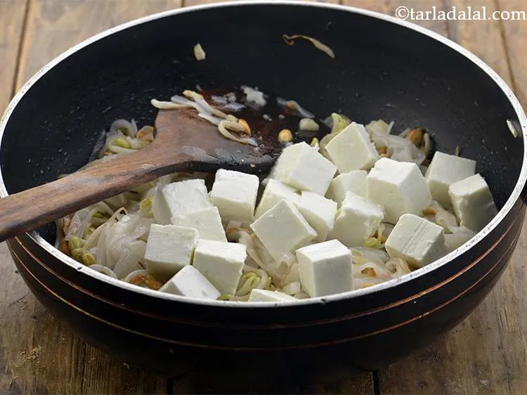 Step 15 – Add the paneer, use fresh and soft paneer for best results.&nbsp;
