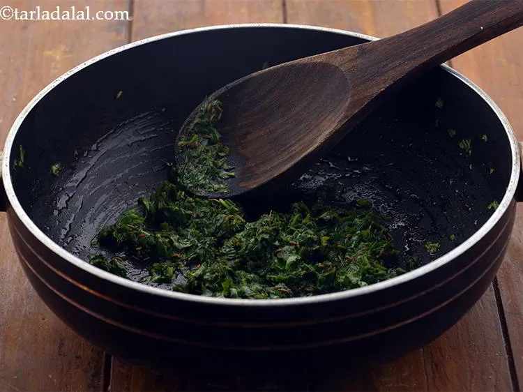 Step 19 – Add the spinach, mix well and cook on a medium flame for 2 minutes, while …