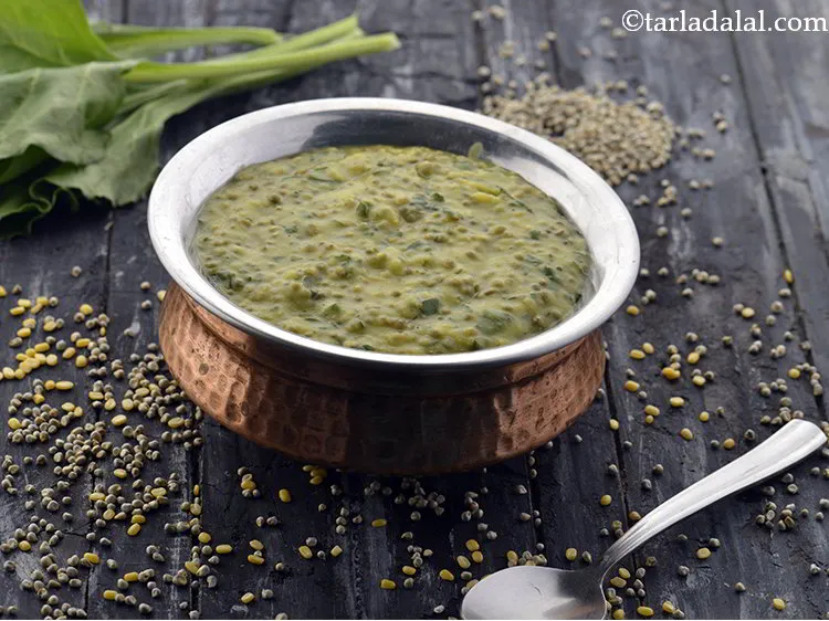 Step 23 – Serve the&nbsp;<strong>palak bajra khichdi | bajra moong dal khichdi | healthy bajra khichdi |</strong>&nbsp;hot.