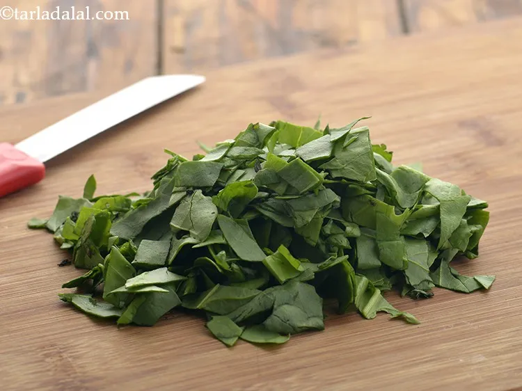 Step 7 – <strong>For the spinach mixture palak chakli recipe | spinach murukku | palak murukku | spinach …