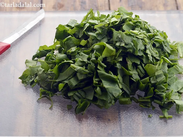 Step 6 – Place on a chopping board and cut roughly.