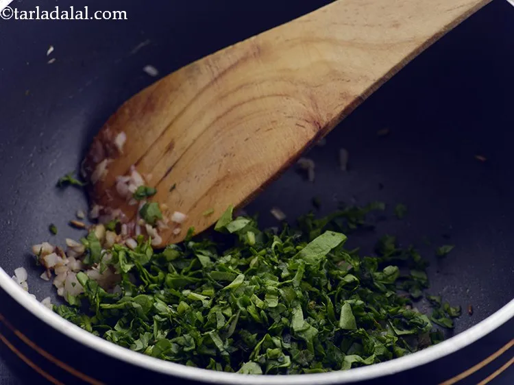 Step 25 – Add finely chopped spinach to it.&nbsp;