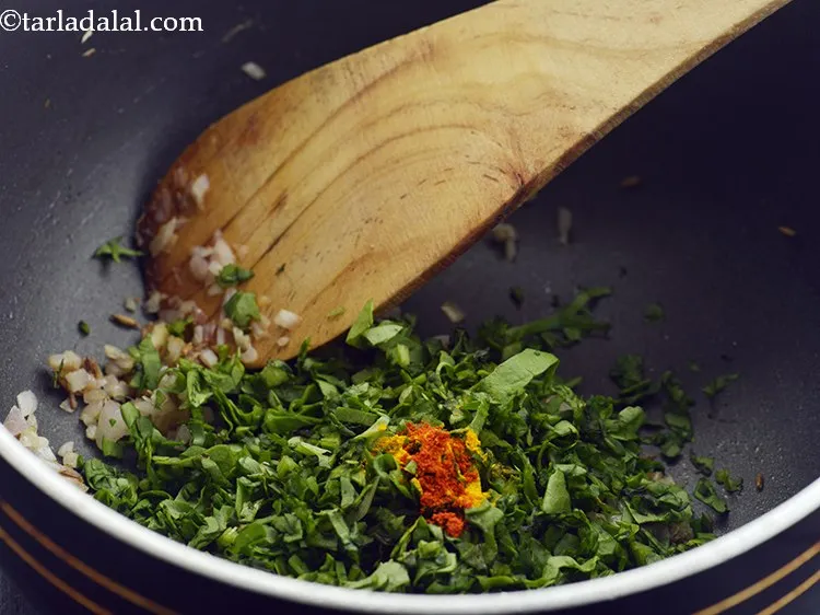 Step 27 – Then add chilli powder. Both these spice powders are just about a pinch, to start …