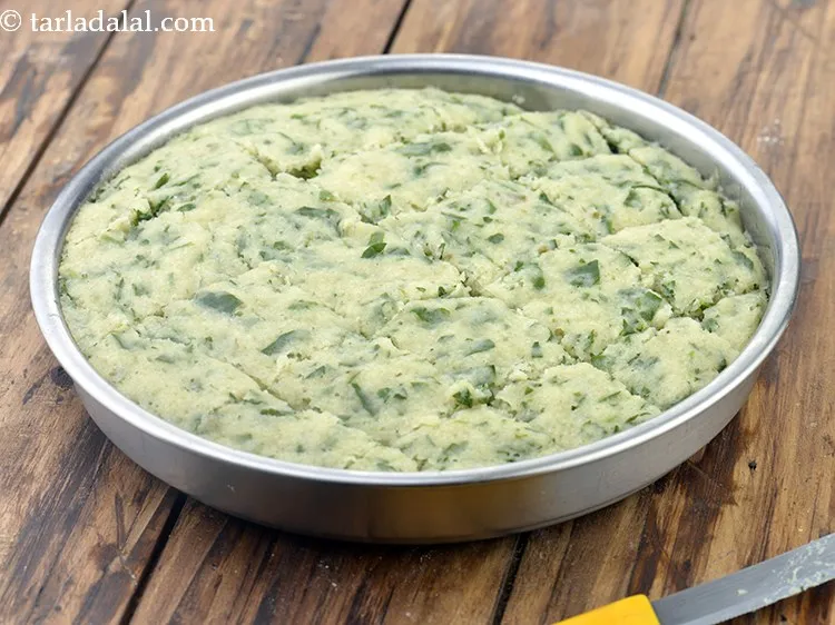 Step 22 – Cool the <strong>steamed snack</strong> slightly and cut into equal pieces.