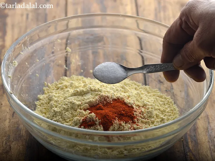 Step 7 – Add salt to taste. You can add&nbsp; baking soda it makes the <strong>palak pakora</strong> fluffy …