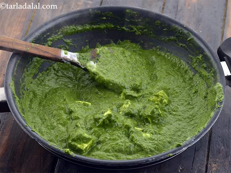 Step 33 – Mix&nbsp;<strong>restaurant style palak paneer | healthy palak paneer | cottage cheese and spinach curry |</strong>&nbsp;well …