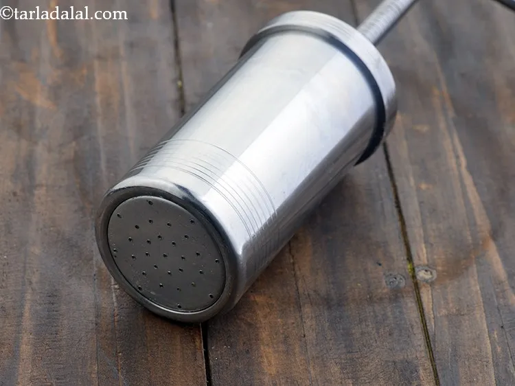 Step 22 – To prepare the <strong>palak phudina sev</strong>, keep the oil to heat in a kadhai or …