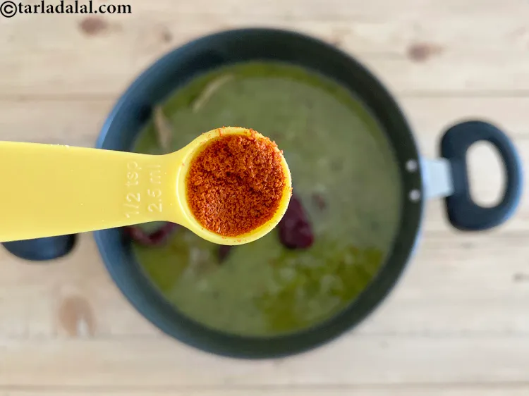 Step 28 – Add&nbsp;<meta charset="UTF-8" />1/2 tsp&nbsp;<a href="glossary-chilli-powder-red-chilli-powder-339i">chilli powder</a>.