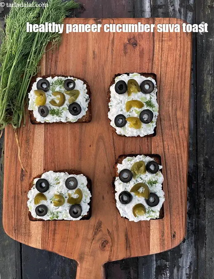 Step 16 – Serve <strong>paneer cucumber dill toast | Indian cottage cheese toast | healthy paneer cucumber suva …