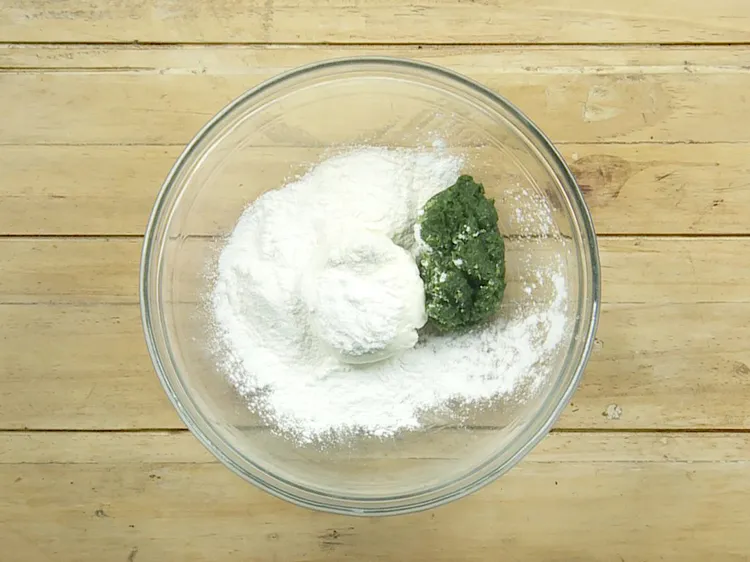Step 28 – For the <strong>marinade of paneer 65</strong> , transfer the paste into a deep bowl.