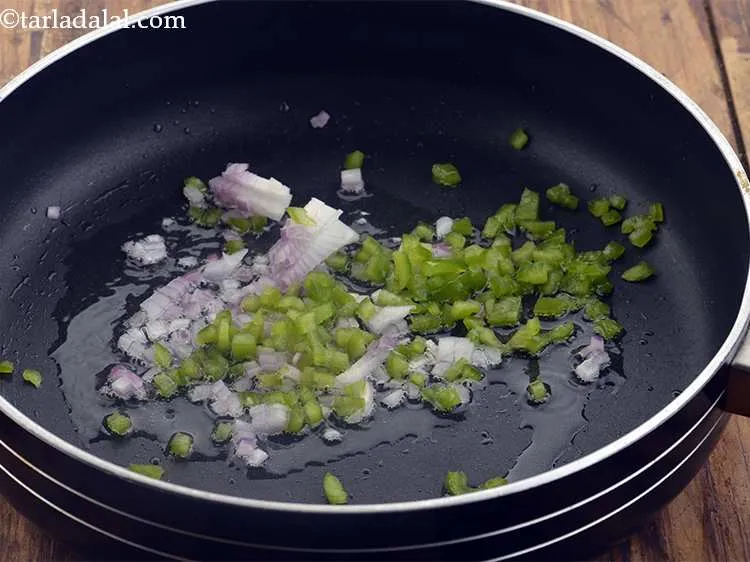 Step 14 – Add the capsicum for their mild-peppery flavor.