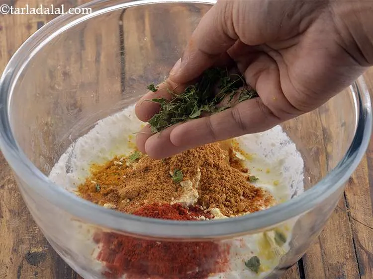 Step 8 – Add the dried fenugreek leaves. Always crush the leaves on your palms before you add …