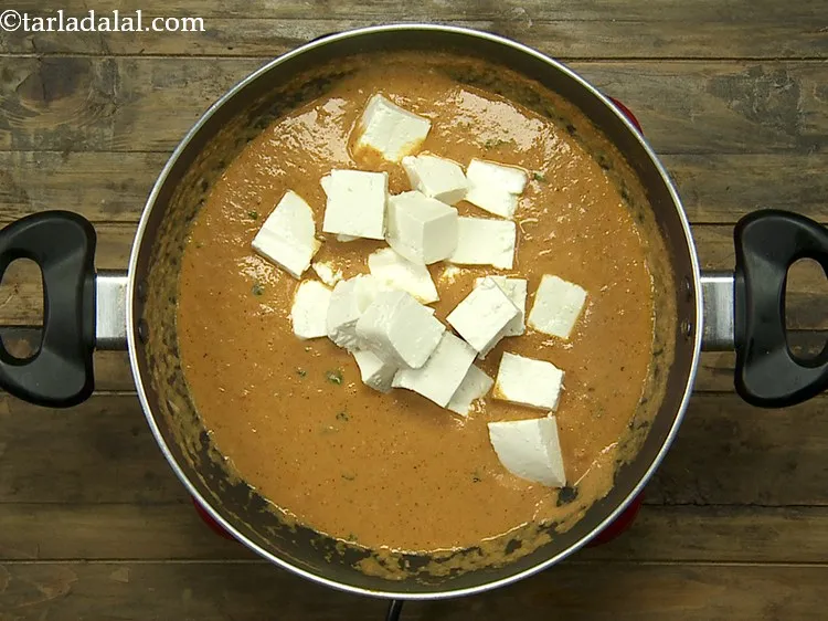 Step 26 – Add the paneer. If you like the paneer crispy, shallow fry them lightly before adding …