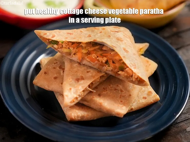 Step 44 – Put <strong>paneer carrot and bean sprouts paratha | paneer carrot stuffed paratha | healthy cottage …