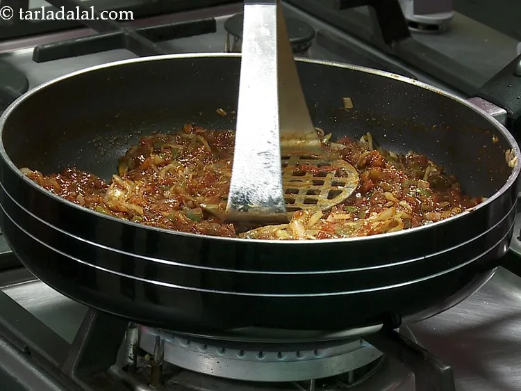 Step 23 – Add 1 tbsp of water and cook on a medium flame for 1 minute.&nbsp;Mash lightly …