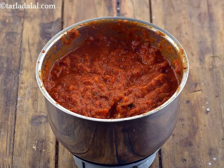 Step 17 – Remove from the flame, allow to cool it slightly. Transfer to a small blender jar …