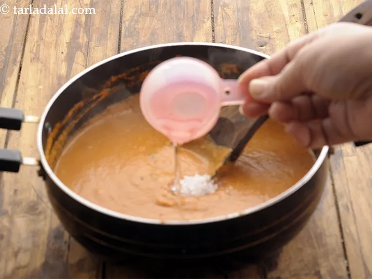 Step 24 – Add &frac14; cup of water to adjust the consistency.