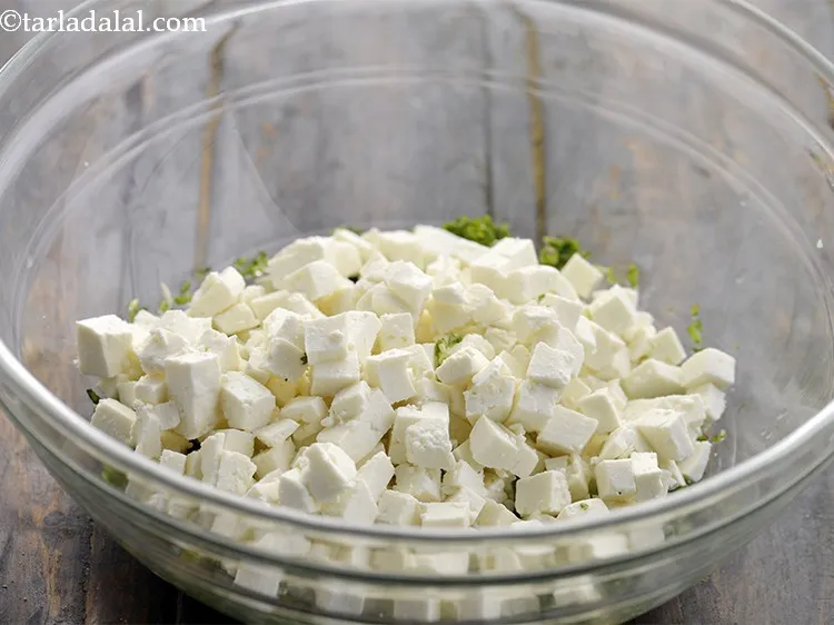 Step 32 – For making a paneer coleslaw for&nbsp;<strong>pita bread for paneer pita pockets</strong>, in the bowl of …