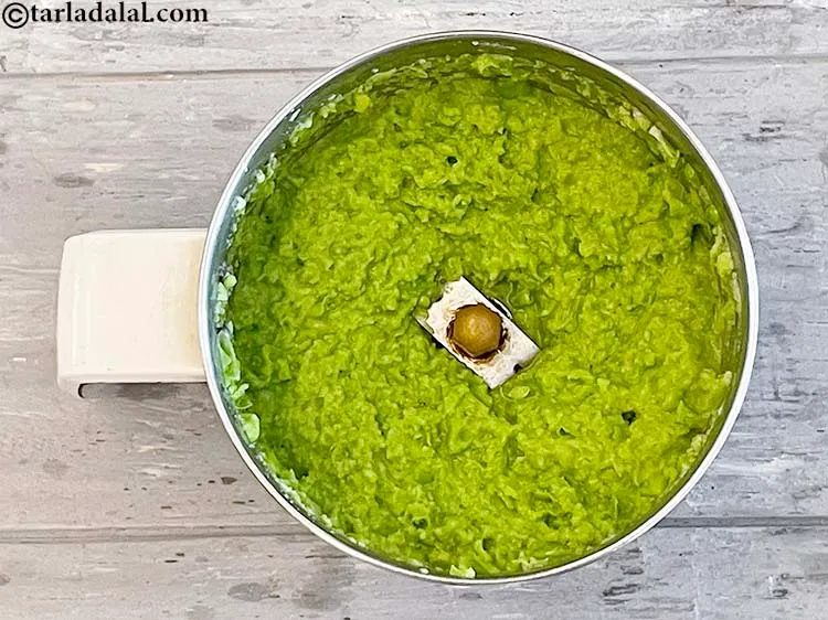 Step 6 – Blend green peas mixture for a bit and this is what it looks like. We …