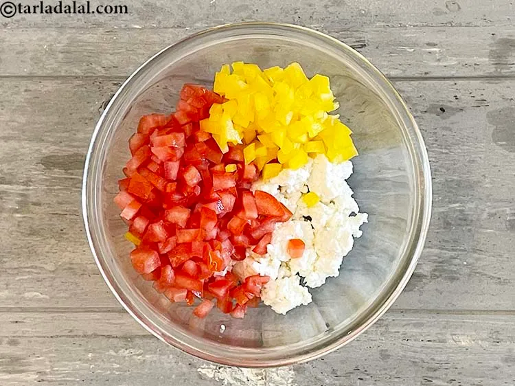 Step 15 – Add&nbsp;<meta charset="UTF-8" />1/4 cup&nbsp;<a href="glossary-chopped-yellow-capsicum-2300i">chopped yellow capsicum</a>.&nbsp;Rich in&nbsp;<a href="https://www.tarladalal.com/recipes-for-Vitamin-C-Rich-Indian-Recipes-804">vitamin C</a>,&nbsp;<a href="https://www.tarladalal.com/recipes-using-capsicum-163">capsicum</a>&nbsp;protect and maintain the lining …