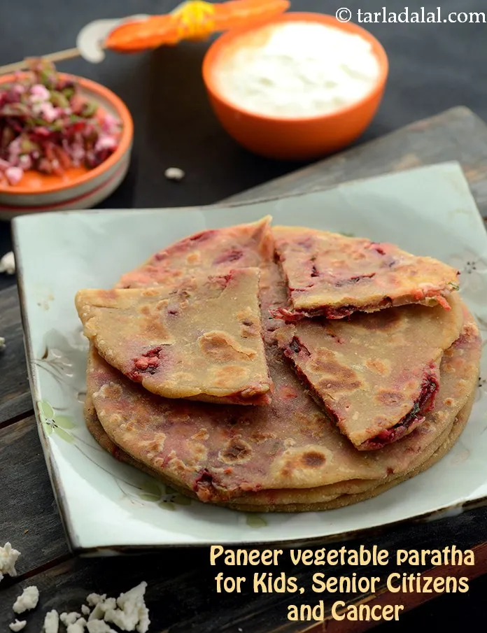 Step 25 – <strong>Paneer Vegetable paratha for kids</strong> is a wholesome protein rich delicacy for growing kids.&nbsp;