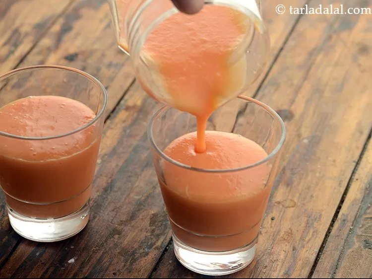 स्टेप 10 – <strong>पपीता खरबूजा स्मूथी</strong> को | <strong>तरबूज पपीता स्मूदी | पपीता …