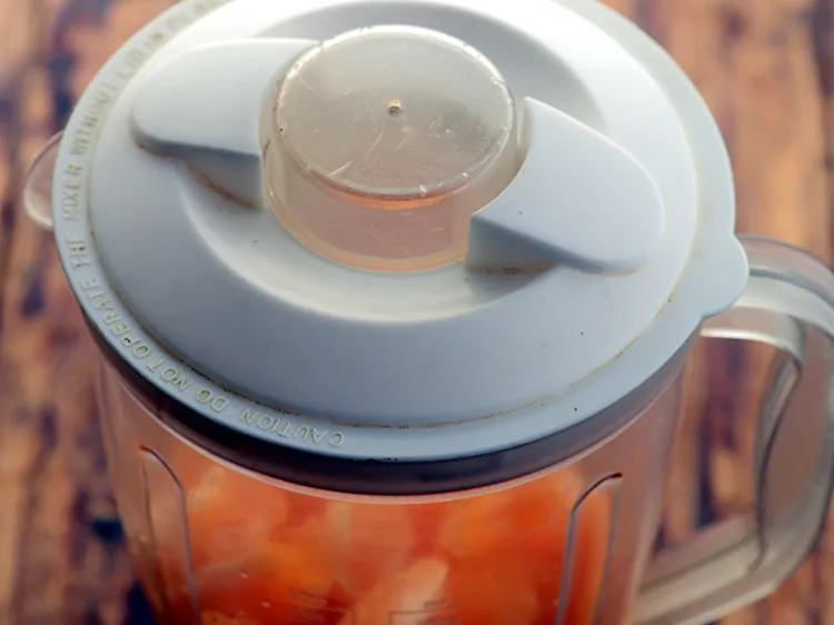 Step 11 – Close the lid of the jar and blend all the ingredients of <strong>healthy orange papaya …