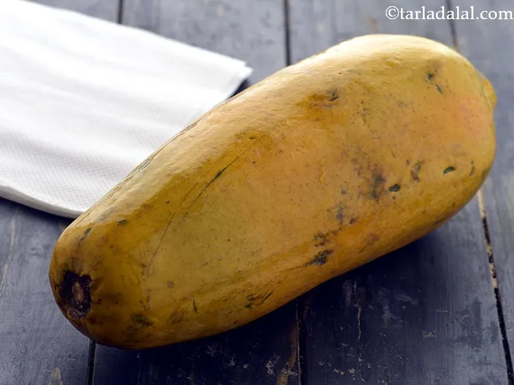 Step 3 – <strong>Wash the papaya before use.</strong> Though you are going to peel the papaya, washing it …
