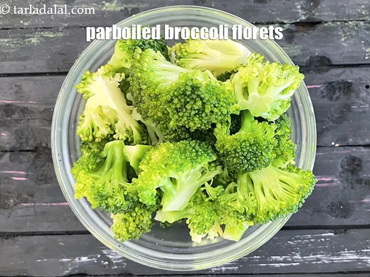 Step 21 – Parboiled broccoli florets.