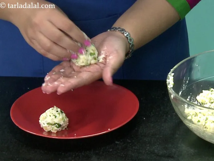 Step 17 – Divide the mixture into 11 equal portions and shape each portion into small rounds in …