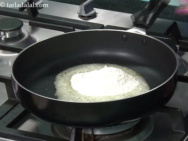 Step 3 – Once the butter has been heated, ad the plain flour. Also called as maida, this …