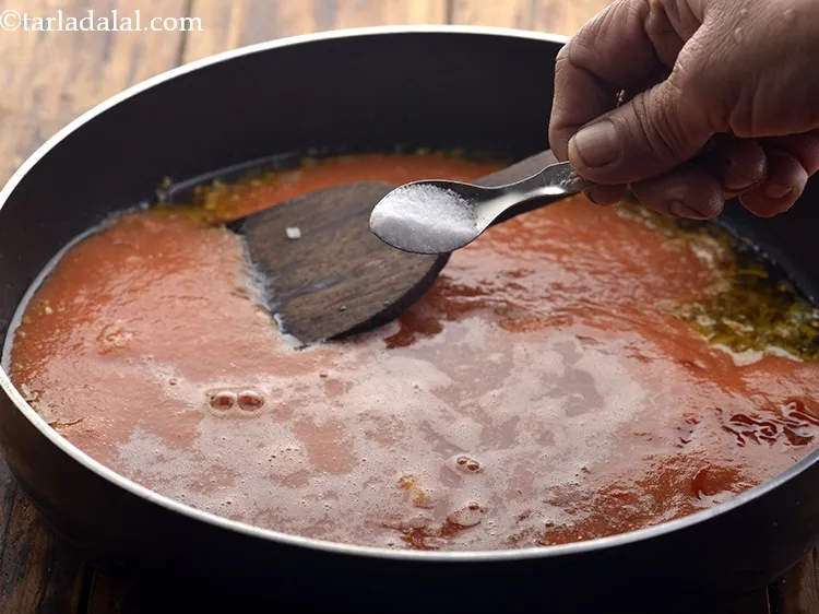 Step 26 – Add around &frac12; cup of water and salt.