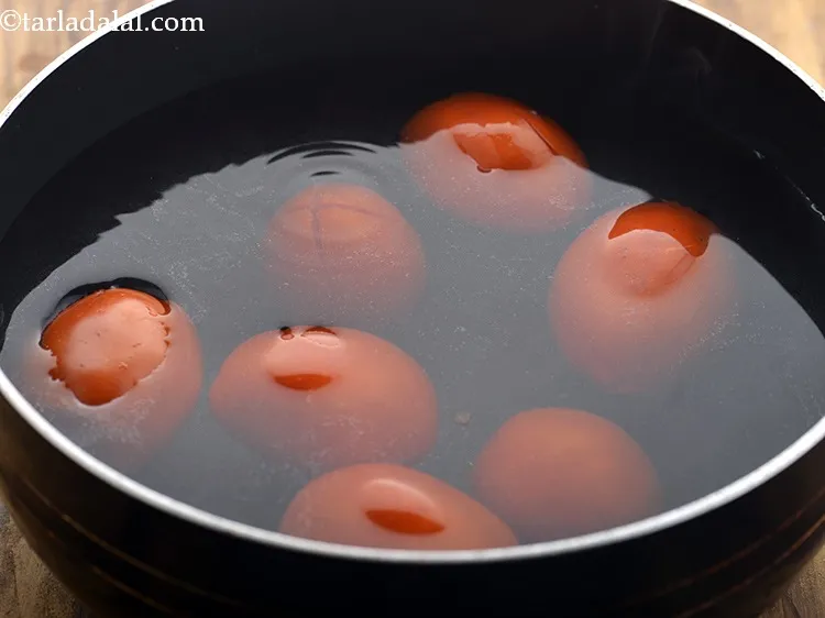 Step 15 – Put the tomatoes in boiling water for 3 to 4 minutes or until the skin …