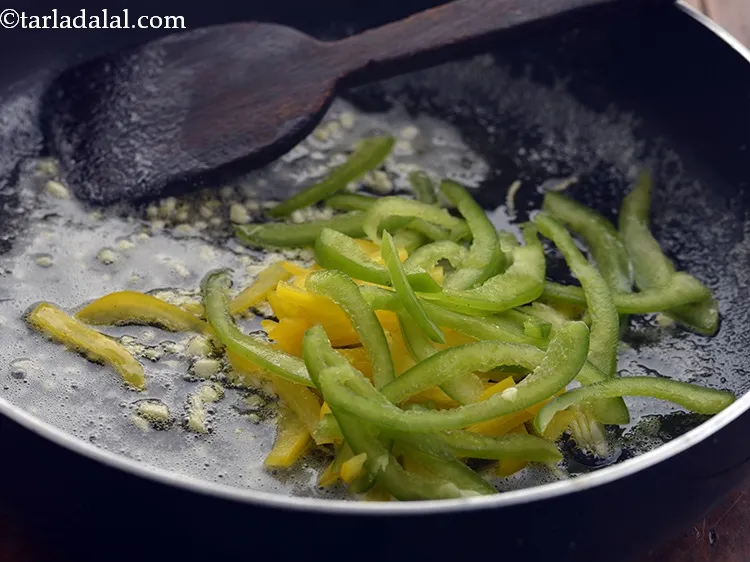 Step 23 – Add the green capsicum.