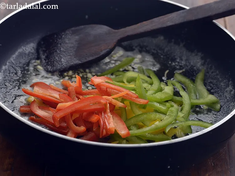 Step 24 – Add the red capsicum strip. If all three are not available, you can add any …