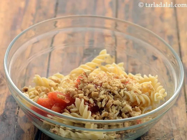 Step 9 – Add walnuts. It would add crunch and a nice taste to our salad.