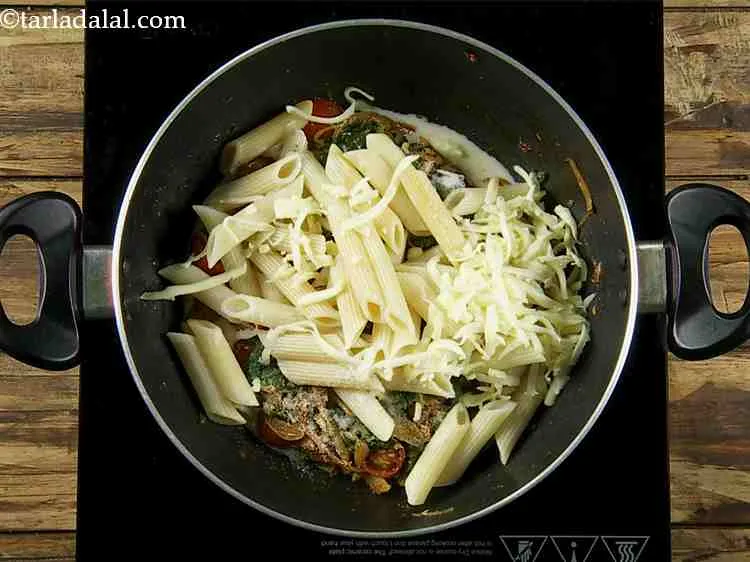 Step 12 – We will also add the cheese and salt at this stage. No pasta is complete …