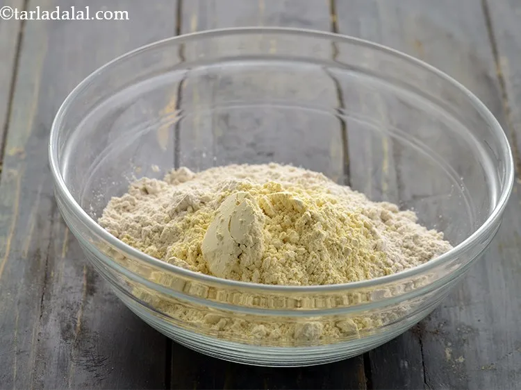Step 8 – Add the besan. Nachni flour, oats flour, jowar or bajra flour can also be used …