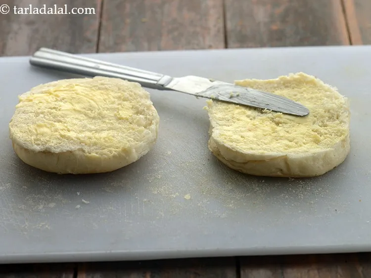 Step 25 – Apply 1 tsp of butter on the insides of each half of the burger bun. …