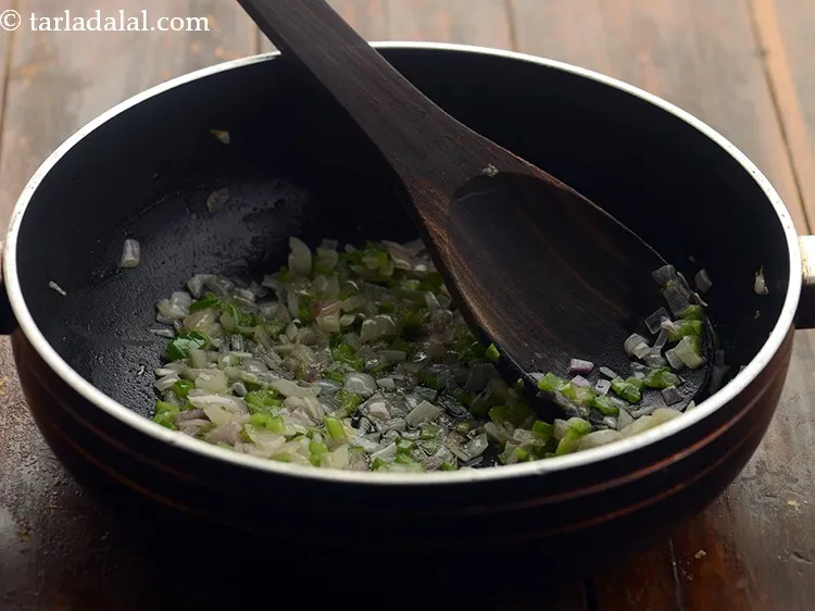 Step 5 – Mix well and saut&eacute; on a medium flame for 2 minutes or till the onions …