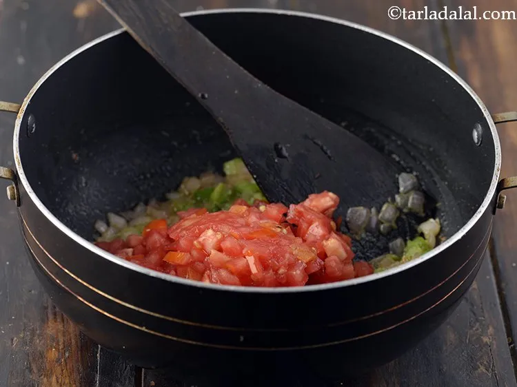 Step 10 – Add the tomatoes. If you are lazy to chop then simply puree them to a …