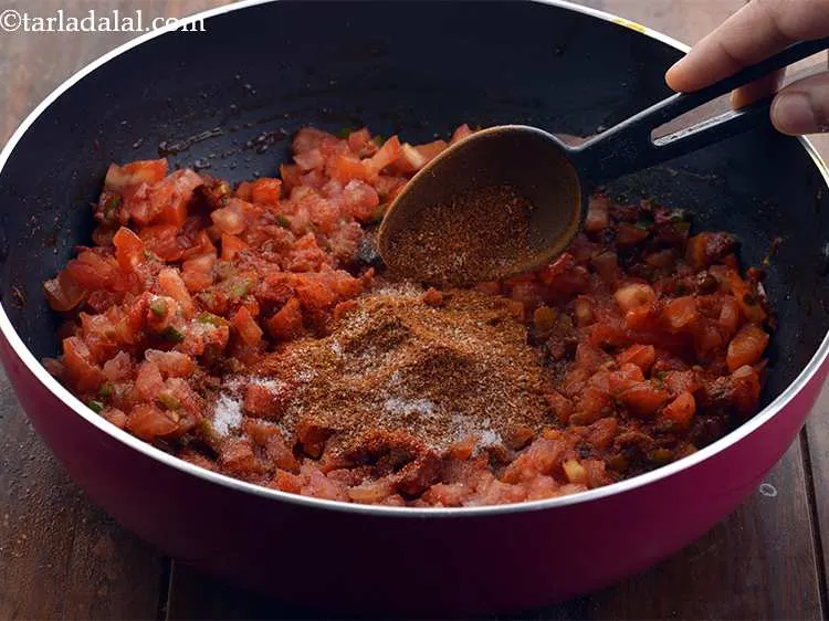 Step 15 – Also, add pav bhaji masala and salt. Pav bhaji masala is a spice blend, which …