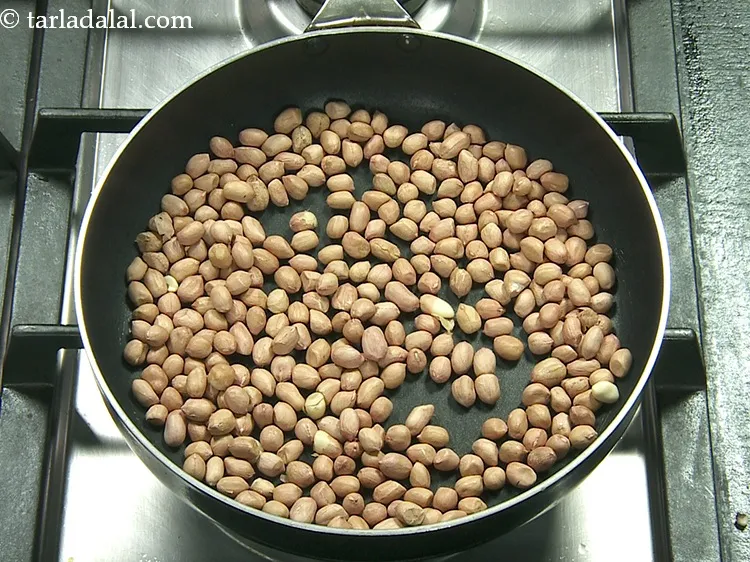 Step 22 – <strong>To roast peanuts for peanut chutney powder recipe | Maharashtrian shengdana chutney | shenga chutney …